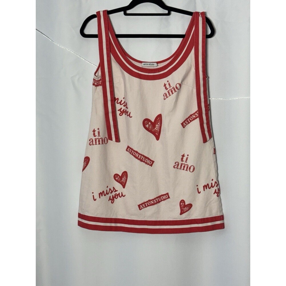 Aston Studio Ti Amo Graphic Sleeveless Mini Shift Dress US 2